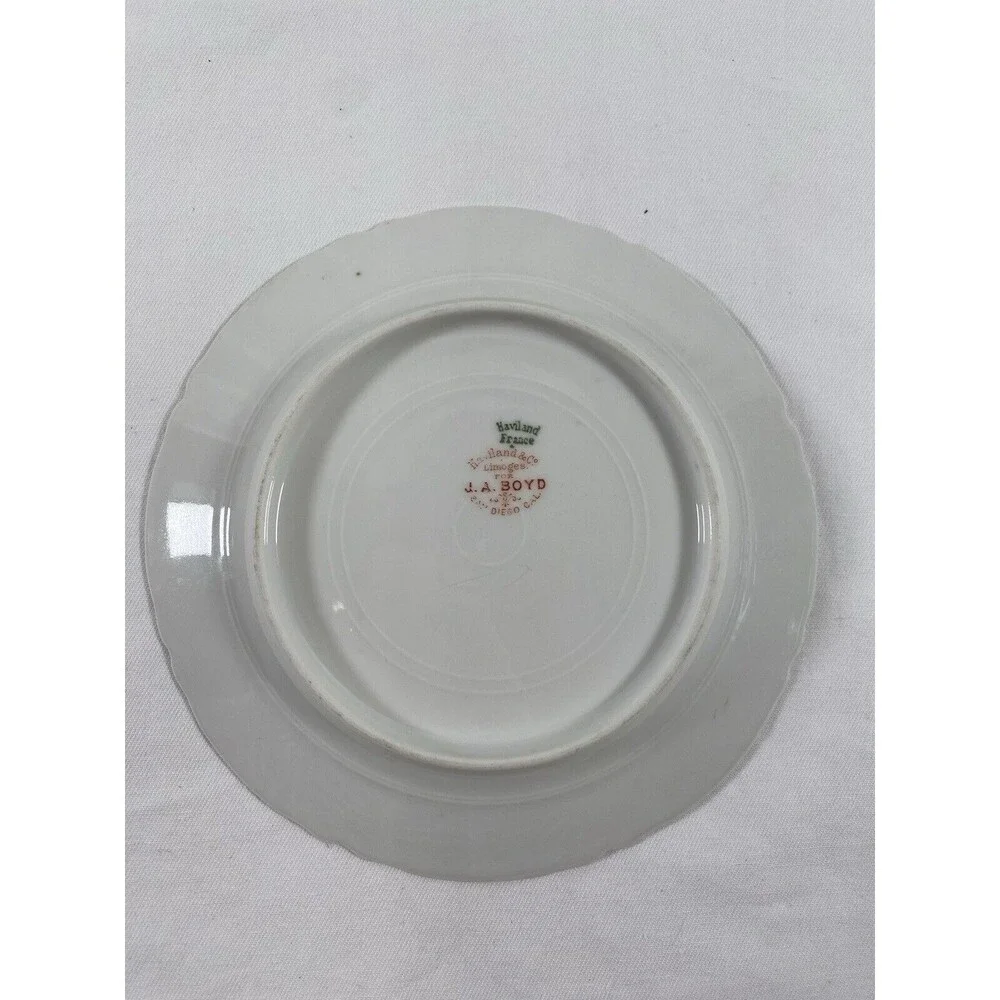 (2) Haviland Limoges Schleiger Yellow Pink Rose Floral 6” Fruit Dessert Plate